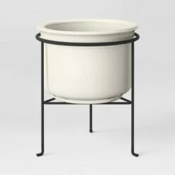 Outdoor Stoneware Ceramic Planter with Stand White - Threshold™ -Cheap Planters Store unnamed file 6946