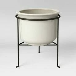 Outdoor Stoneware Ceramic Planter with Stand White - Threshold™ -Cheap Planters Store unnamed file 6947