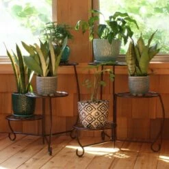 Sunnydaze Decor Sunnydaze Indoor/Outdoor Steel Decorative Checker Top 3-Tiered Flower Plant Stand Display - Bronze - 2pk -Cheap Planters Store unnamed file 7033