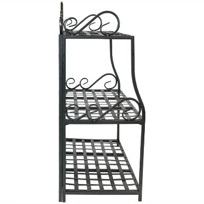 Sunnydaze Decor Sunnydaze Indoor/Outdoor Iron Metal 3-Tiered Potted Flower Plant Stand with Scrolled Back Design - 30" - Black 9 Sunnydaze Decor Sunnydaze Indoor/Outdoor Iron Metal 3-Tiered Potted Flower Plant Stand with Scrolled Back Design - 30" - Black - Image 7
