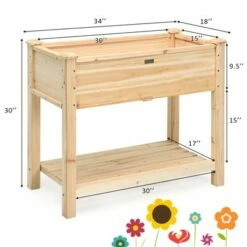 Costway Raised Garden Bed Elevated Wood Planter Box Stand for Vegetable Flower