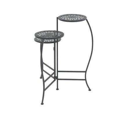Olivia & May 24" Modern 3-Tier Folding Novelty Plant Stand Black - Olivia & May 5 Olivia & May 24" Modern 3-Tier Folding Novelty Plant Stand Black - Olivia & May - Image 3