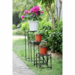 Ore International 3pc Iron Square Celtic Clover Plant Stands Black/Gold -Cheap Planters Store unnamed file 7061