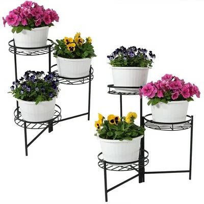 Sunnydaze Decor Sunnydaze Indoor/Outdoor Iron Metal 3-Tiered Decorative Flower Plant Pot Holder Stand Display - Black - 2pk 5 Sunnydaze Decor Sunnydaze Indoor/Outdoor Iron Metal 3-Tiered Decorative Flower Plant Pot Holder Stand Display - Black - 2pk - Image 3