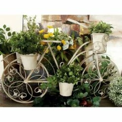 Olivia & May 26" Farmhouse Iron Vintage Tricycle Plant Stand Silver - Olivia & May