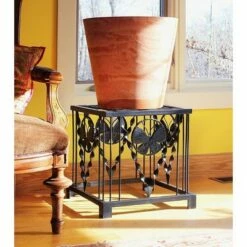 16" Iron Modern Indoor Outdoor Julia Butterfly Plant Stand Black Powder Coat Finish - Achla Designs