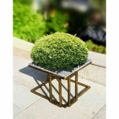14.5" Metal Rectangular Plant Stand with Granite Marble Top - Black/Gold - Ore International -Cheap Planters Store unnamed file 7093