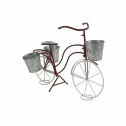 Olivia & May 23" Eclectic Tin Novelty Bicycle Plant Stand Red/Gray - Olivia & May -Cheap Planters Store unnamed file 7096
