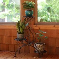 Sunnydaze Decor Sunnydaze Indoor/Outdoor Steel 3-Tiered Victorian Potted Flower Plant Stand Display Shelf - 31" - Black -Cheap Planters Store unnamed file 7104