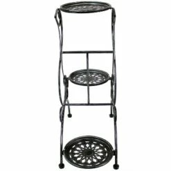 Sunnydaze Decor Sunnydaze Indoor/Outdoor Steel 3-Tiered Victorian Potted Flower Plant Stand Display Shelf - 31" - Black -Cheap Planters Store unnamed file 7105