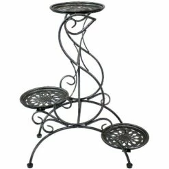 Sunnydaze Decor Sunnydaze Indoor/Outdoor Steel 3-Tiered Victorian Potted Flower Plant Stand Display Shelf - 31" - Black -Cheap Planters Store unnamed file 7106