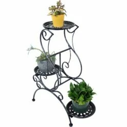 Sunnydaze Decor Sunnydaze Indoor/Outdoor Steel 3-Tiered Victorian Potted Flower Plant Stand Display Shelf - 31" - Black -Cheap Planters Store unnamed file 7107