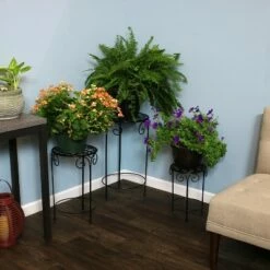 Sunnydaze Decor Sunnydaze Indoor/Outdoor Iron Metal Potted Flower Plant Stand with Scroll Design - 24" - Black - 3pc -Cheap Planters Store unnamed file 7118