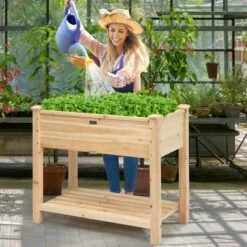 Costway Raised Garden Bed Elevated Wood Planter Box Stand for Vegetable Flower -Cheap Planters Store unnamed file 712