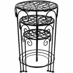 Sunnydaze Decor Sunnydaze Indoor/Outdoor Iron Metal Potted Flower Plant Stand with Scroll Design - 24" - Black - 3pc -Cheap Planters Store unnamed file 7121