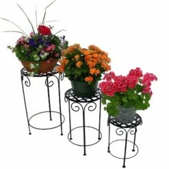 Sunnydaze Decor Sunnydaze Indoor/Outdoor Iron Metal Potted Flower Plant Stand with Scroll Design - 24" - Black - 3pc -Cheap Planters Store unnamed file 7122