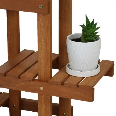 Sunnydaze Decor Sunnydaze Indoor/Outdoor Meranti Wood with Teak Oil Finish 7-Tiered Succulent Flower Plant Stand Display Shelf - 36" - Brown 6 Sunnydaze Decor Sunnydaze Indoor/Outdoor Meranti Wood with Teak Oil Finish 7-Tiered Succulent Flower Plant Stand Display Shelf - 36" - Brown - Image 4