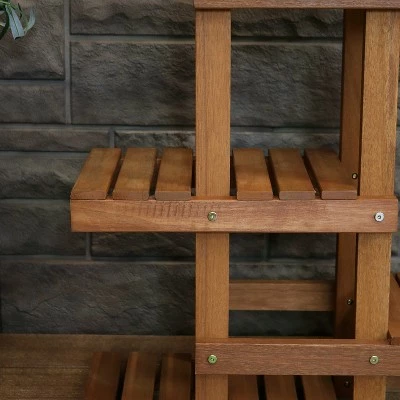 Sunnydaze Decor Sunnydaze Indoor/Outdoor Meranti Wood with Teak Oil Finish 7-Tiered Succulent Flower Plant Stand Display Shelf - 36" - Brown 8 Sunnydaze Decor Sunnydaze Indoor/Outdoor Meranti Wood with Teak Oil Finish 7-Tiered Succulent Flower Plant Stand Display Shelf - 36" - Brown - Image 6