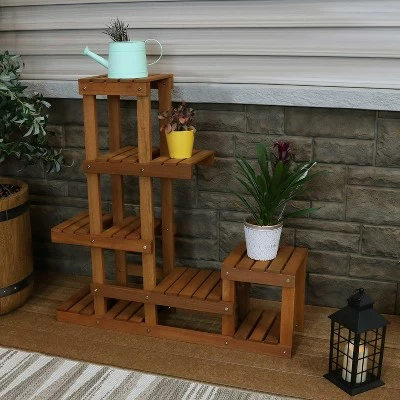 Sunnydaze Decor Sunnydaze Indoor/Outdoor Meranti Wood with Teak Oil Finish 7-Tiered Succulent Flower Plant Stand Display Shelf - 36" - Brown 9 Sunnydaze Decor Sunnydaze Indoor/Outdoor Meranti Wood with Teak Oil Finish 7-Tiered Succulent Flower Plant Stand Display Shelf - 36" - Brown - Image 7