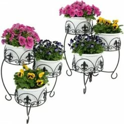 Sunnydaze Decor Sunnydaze Indoor/Outdoor Iron Metal French Lily Decorative 3-Tiered Flower Plant Stand - 22" - Black - 2pk -Cheap Planters Store unnamed file 7136