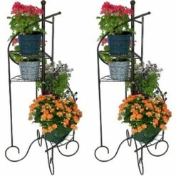 Sunnydaze Decor Sunnydaze Indoor/Outdoor Iron Metal 4-Tiered Potted Flower Plant Stand with Spiral Staircase Design - 56" - Black - 2pk -Cheap Planters Store unnamed file 7171
