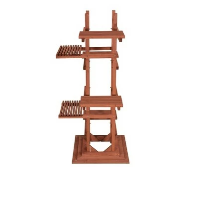 60" H Novelty Wood Planter Stands And Holders - Brown - Leisure Season 4 60" H Novelty Wood Planter Stands And Holders - Brown - Leisure Season - Image 2
