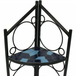 Sunnydaze Decor Sunnydaze Indoor/Outdoor Steel 3-Tiered Potted Flower Plant Folding Corner Stand Display with Mosaic Tiled Top - 44" - Blue -Cheap Planters Store unnamed file 7205