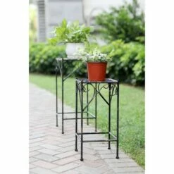 Square Iron Plant Stand With Ridged Detail Black/Gold - Ore International -Cheap Planters Store unnamed file 7213