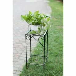 Square Iron Plant Stand With Ridged Detail Black/Gold - Ore International -Cheap Planters Store unnamed file 7214