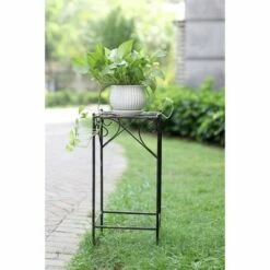 Square Iron Plant Stand With Ridged Detail Black/Gold - Ore International -Cheap Planters Store unnamed file 7215