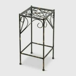 Square Iron Plant Stand With Ridged Detail Black/Gold - Ore International -Cheap Planters Store unnamed file 7217