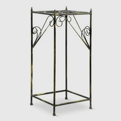 Square Iron Plant Stand Black/Gold - Ore International 3 Square Iron Plant Stand Black/Gold - Ore International