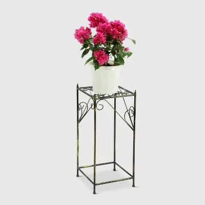 Square Iron Plant Stand Black/Gold - Ore International 4 Square Iron Plant Stand Black/Gold - Ore International - Image 2