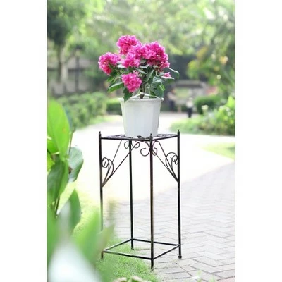 Square Iron Plant Stand Black/Gold - Ore International 7 Square Iron Plant Stand Black/Gold - Ore International - Image 5