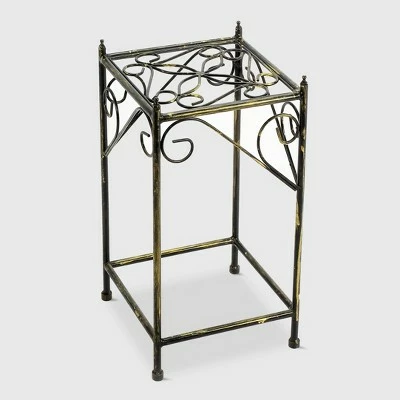 Square Iron Plant Stand Black/Gold - Ore International 9 Square Iron Plant Stand Black/Gold - Ore International - Image 7