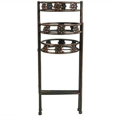 Sunnydaze Decor Sunnydaze Indoor/Outdoor Steel 3-Tiered Folding Decorative Potted Flower Plant Stand Display - 29" - Bronze 7 Sunnydaze Decor Sunnydaze Indoor/Outdoor Steel 3-Tiered Folding Decorative Potted Flower Plant Stand Display - 29" - Bronze - Image 5