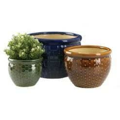 Zingz & Thingz Set of 3 Indoor/Outdoor Ceramic Plant Pots - Zings & Thingz