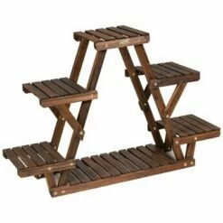 Costway Wood Plant Stand Triangular Shelf 6 Pots Flower Shelf Storage Rack Plant Holder -Cheap Planters Store unnamed file 7284
