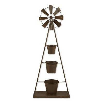 Zingz & Thingz 18.5" Indoor/Outdoor Metal Windmill Plant Stand Black - Zings & Thingz 5 Zingz & Thingz 18.5" Indoor/Outdoor Metal Windmill Plant Stand Black - Zings & Thingz - Image 3