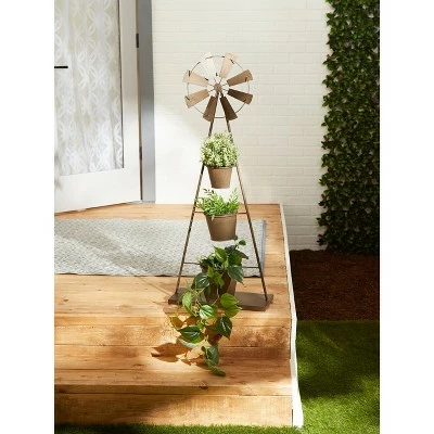 Zingz & Thingz 18.5" Indoor/Outdoor Metal Windmill Plant Stand Black - Zings & Thingz 8 Zingz & Thingz 18.5" Indoor/Outdoor Metal Windmill Plant Stand Black - Zings & Thingz - Image 6