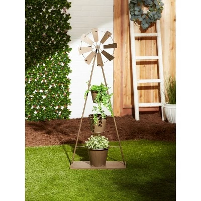 Zingz & Thingz 18.5" Indoor/Outdoor Metal Windmill Plant Stand Black - Zings & Thingz 10 Zingz & Thingz 18.5" Indoor/Outdoor Metal Windmill Plant Stand Black - Zings & Thingz - Image 8