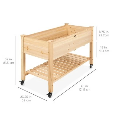 Best Choice Products Raised Garden Bed 48x24x32in Mobile Elevated Wood Planter w/ Lockable Wheels, Storage Shelf, Liner 7 Best Choice Products Raised Garden Bed 48x24x32in Mobile Elevated Wood Planter w/ Lockable Wheels, Storage Shelf, Liner - Image 5