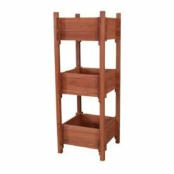 47" H Rectangular Wood Planter Stands And Holders - Brown - Leisure Season
