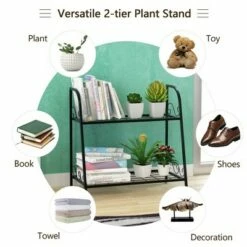 Costway 2-tier Metal Plant Stand Shelf Flower Pot Holder Display Rack Shoe Organizer -Cheap Planters Store unnamed file 7325