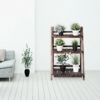 Costway 3 Tier Outdoor Wood Design Flower Pot Shelf Stand Folding Display Rack Garden 6 Costway 3 Tier Outdoor Wood Design Flower Pot Shelf Stand Folding Display Rack Garden - Image 4