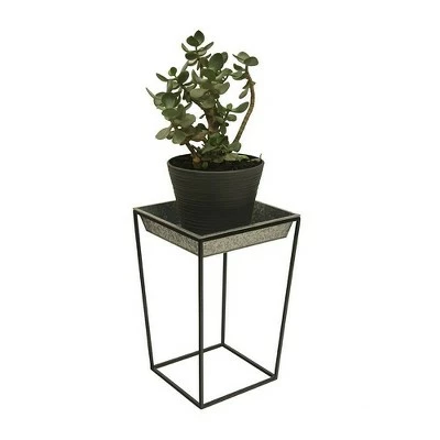 22" Tall Large Indoor Outdoor Iron Arne Plant Stand with Galvanized Steel Tray Black Powder Coat Finish - Achla Designs 5 22" Tall Large Indoor Outdoor Iron Arne Plant Stand with Galvanized Steel Tray Black Powder Coat Finish - Achla Designs - Image 3