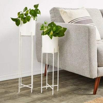 Juvale 2 Piece Modern Planter with Tall Stand, Standing Pot, Home Décor, White, 29.3 & 23 in Tall 3 Juvale 2 Piece Modern Planter with Tall Stand, Standing Pot, Home Décor, White, 29.3 & 23 in Tall