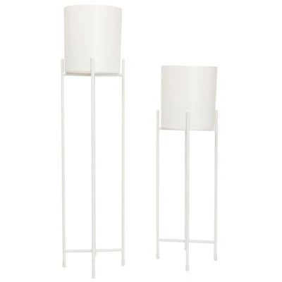 Juvale 2 Piece Modern Planter with Tall Stand, Standing Pot, Home Décor, White, 29.3 & 23 in Tall 4 Juvale 2 Piece Modern Planter with Tall Stand, Standing Pot, Home Décor, White, 29.3 & 23 in Tall - Image 2