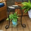 Sunnydaze Decor Sunnydaze Indoor/Outdoor Steel Frame Decorative Antique Ceramic Tile Top Flower Plant Stand Display Side Table - 12" -Cheap Planters Store unnamed file 7397