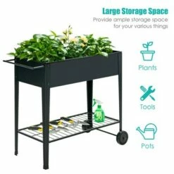Costway Raised Garden Bed Elevated Planter Box on Wheels Steel Planter w/Shelf -Cheap Planters Store unnamed file 742